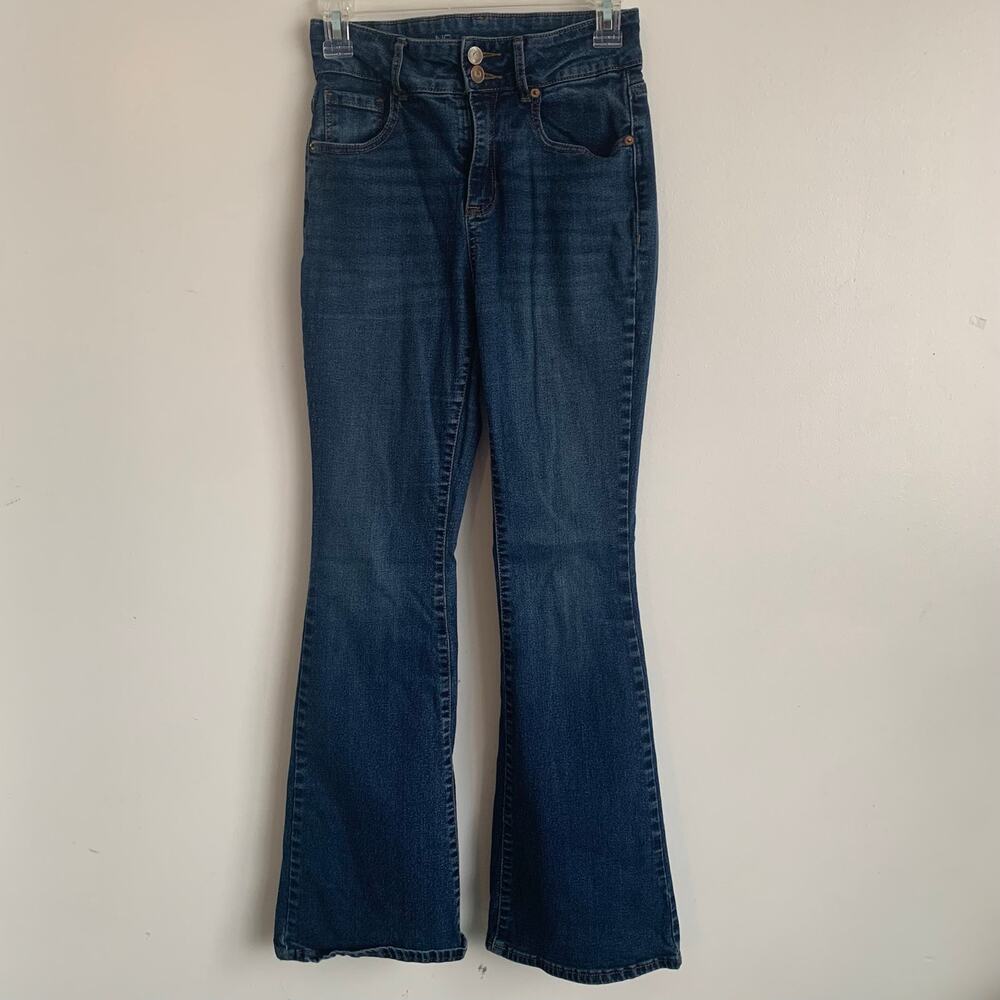 No Boundaries Women’s High‑Waisted Bootcut Jeans Dark Wash Double Button Size 7